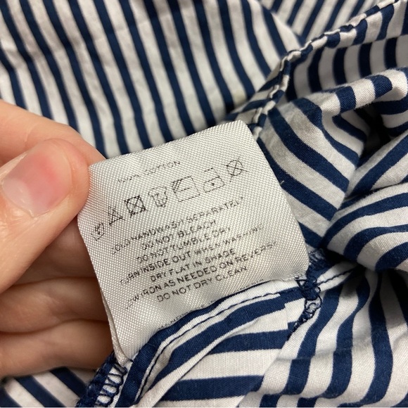 Faithfull the Brand Women Blue White Cotton House Top Louvre Stripe Print Size 2 - Picture 7 of 12